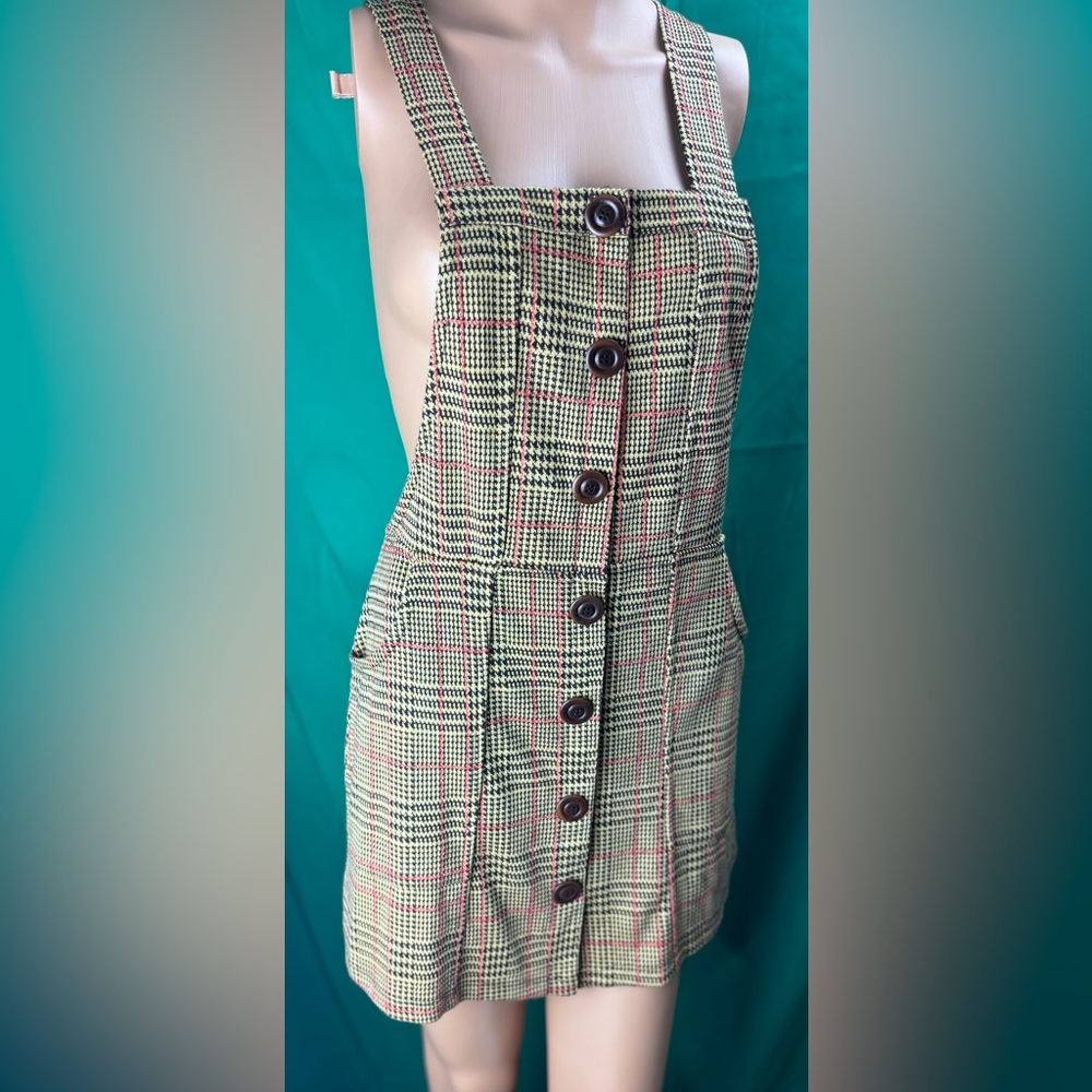 Urban Outfitters Joey Plaid Button-Down Skirtall Overall mini
